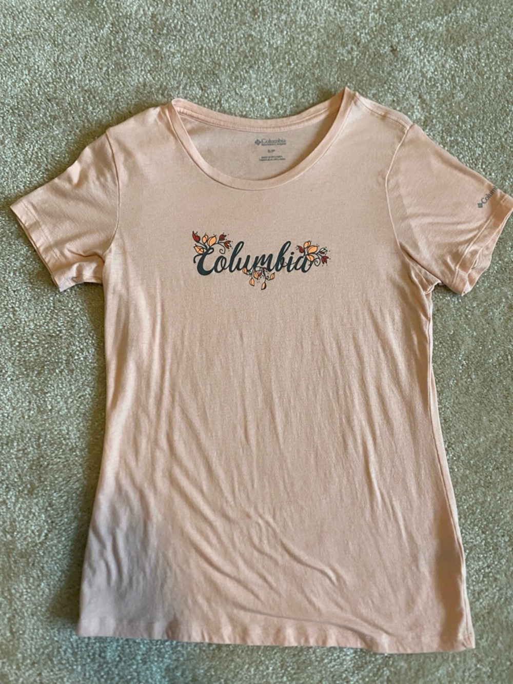 Columbia Light Peach Floral Logo Tee